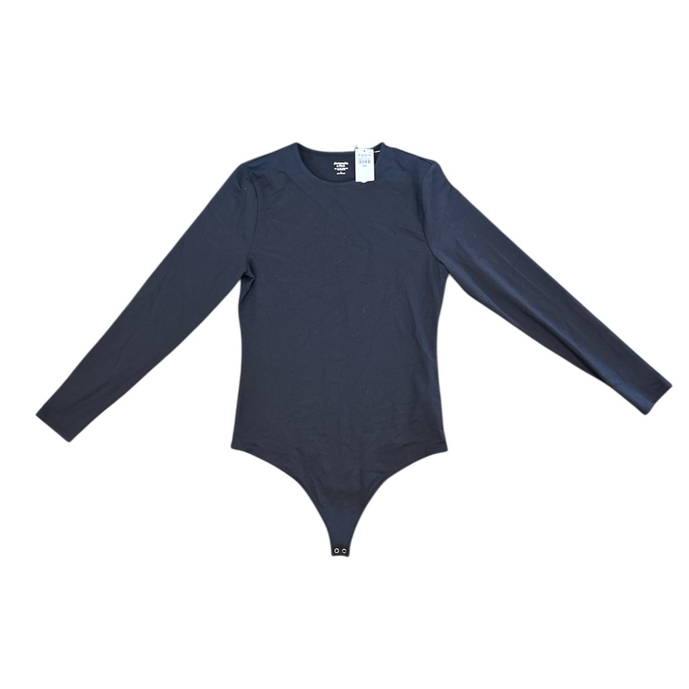Abercrombie & Fitch Women’s Size Large Black Long Sleeve Thong Bodysuit NWT